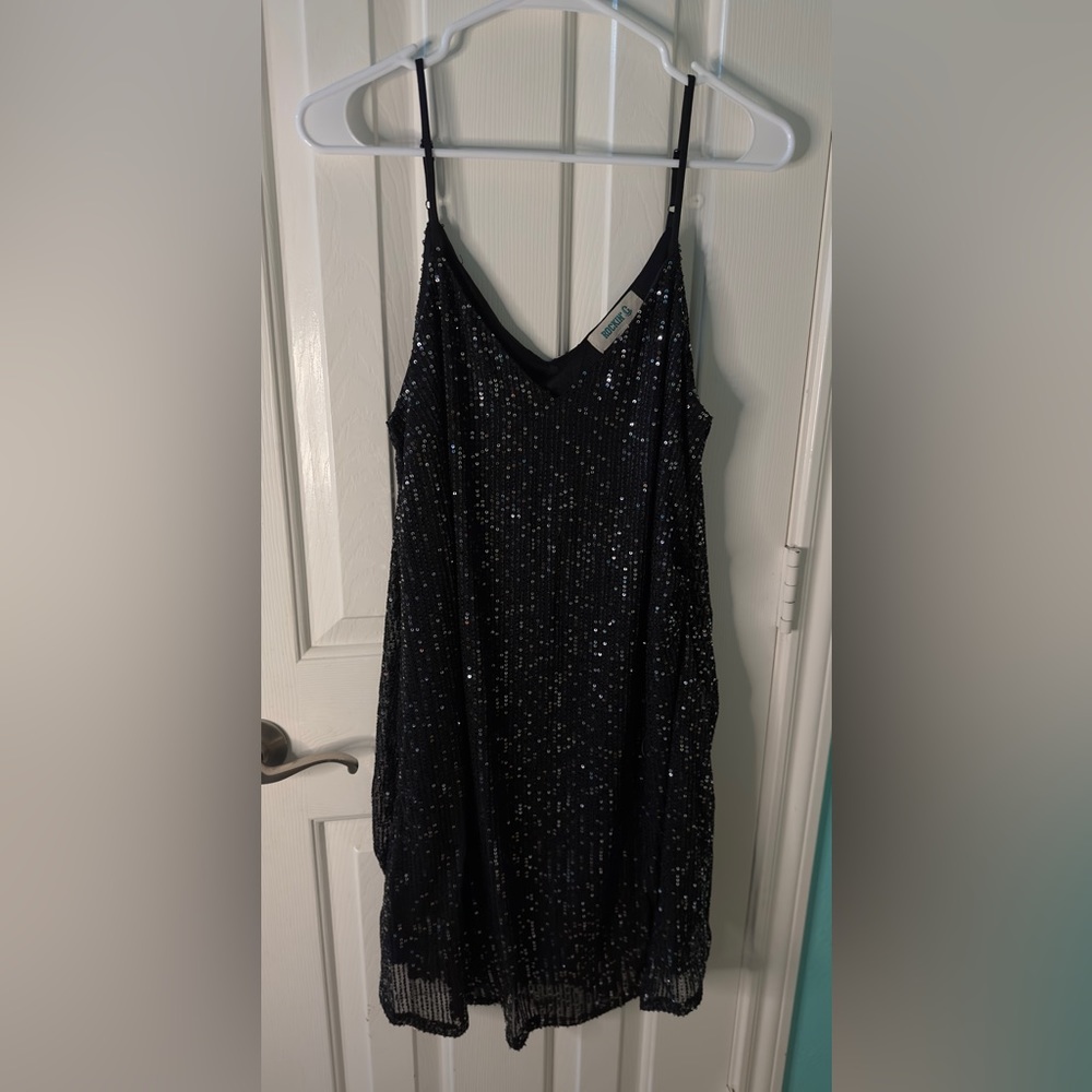 Black sequence dress ,size medium ,excellent condition